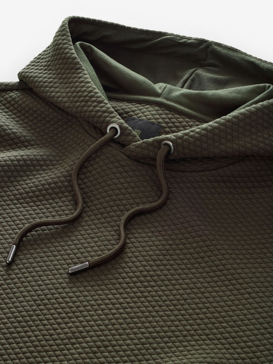 Khaki Green Textured Overhead Hoodie