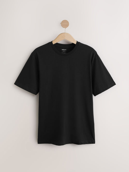 Black Regular Fit Essential Crew Neck Cotton T-Shirt