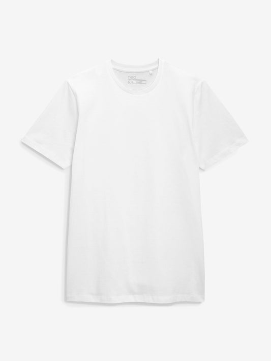 White Regular Fit Essential Crew Neck Cotton T-Shirt