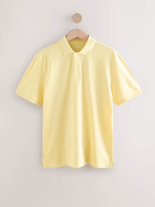 Yellow Regular Fit Short Sleeve Pique Polo Shirt