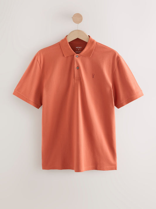 Orange Regular Fit Short Sleeve Pique Polo Shirt