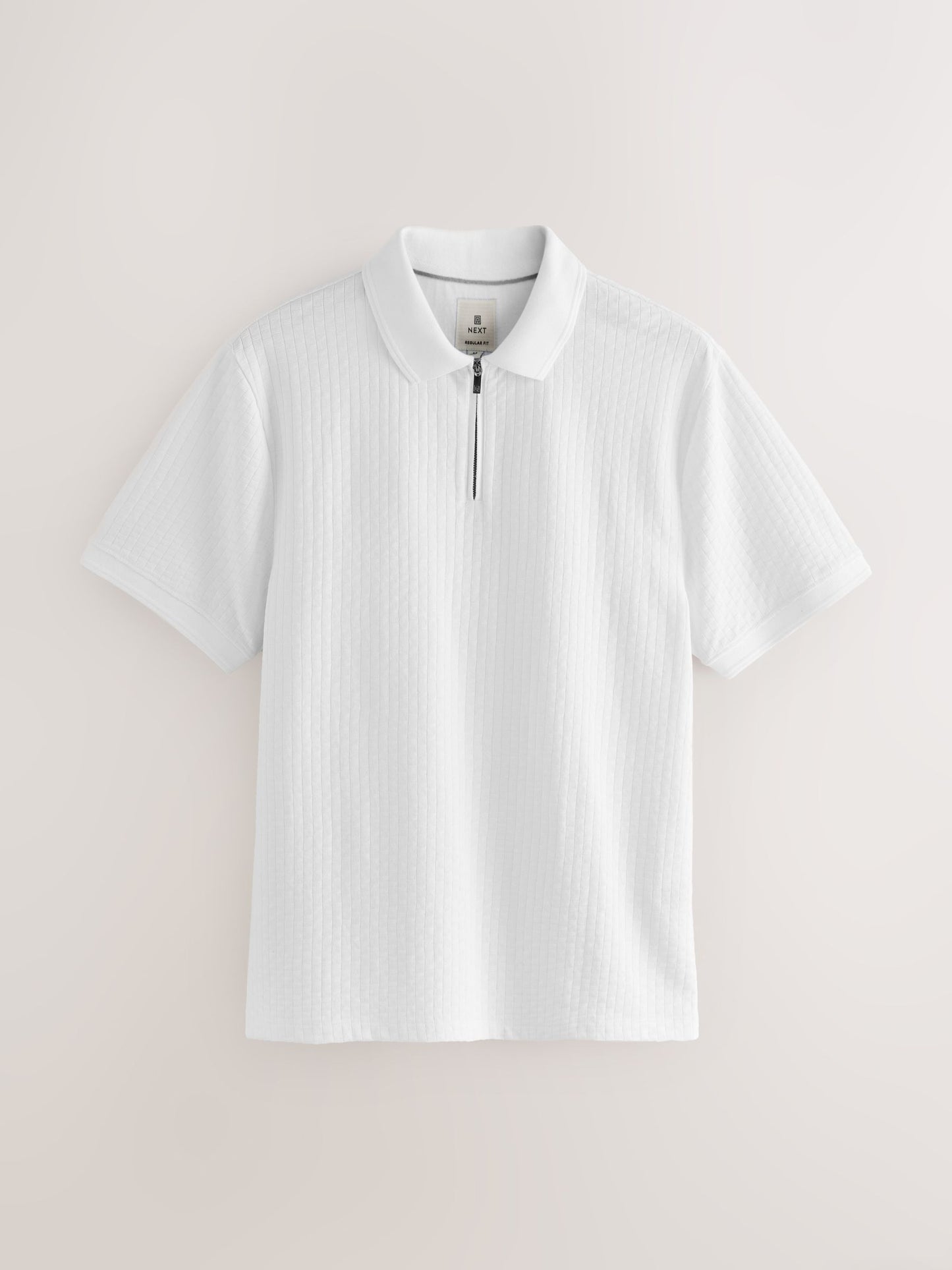 White Regular Fit Short Sleeve Pique Polo Shirt